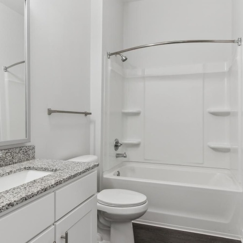 a bathroom with a marble countertop